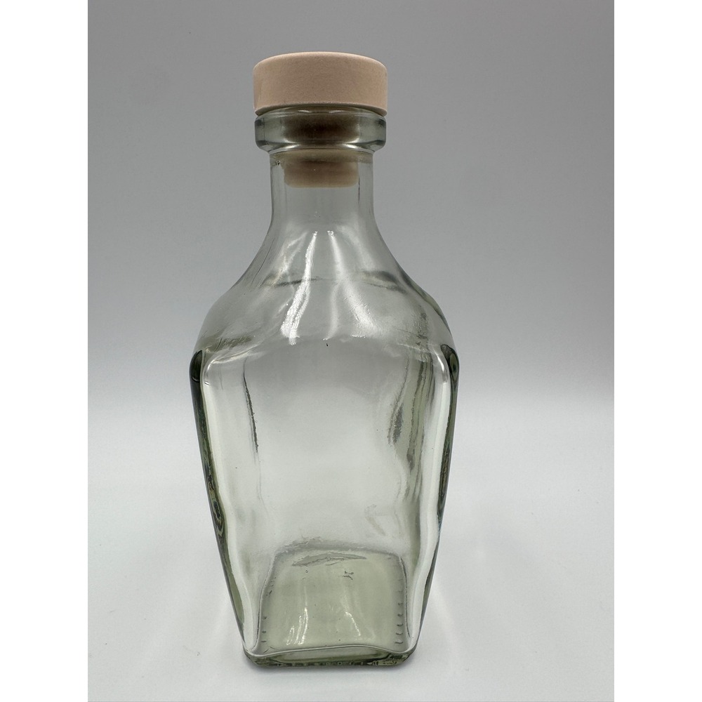 Clear Wavy Glass Decanter Bottle with Synthetic Cork Stopper Modern Barware